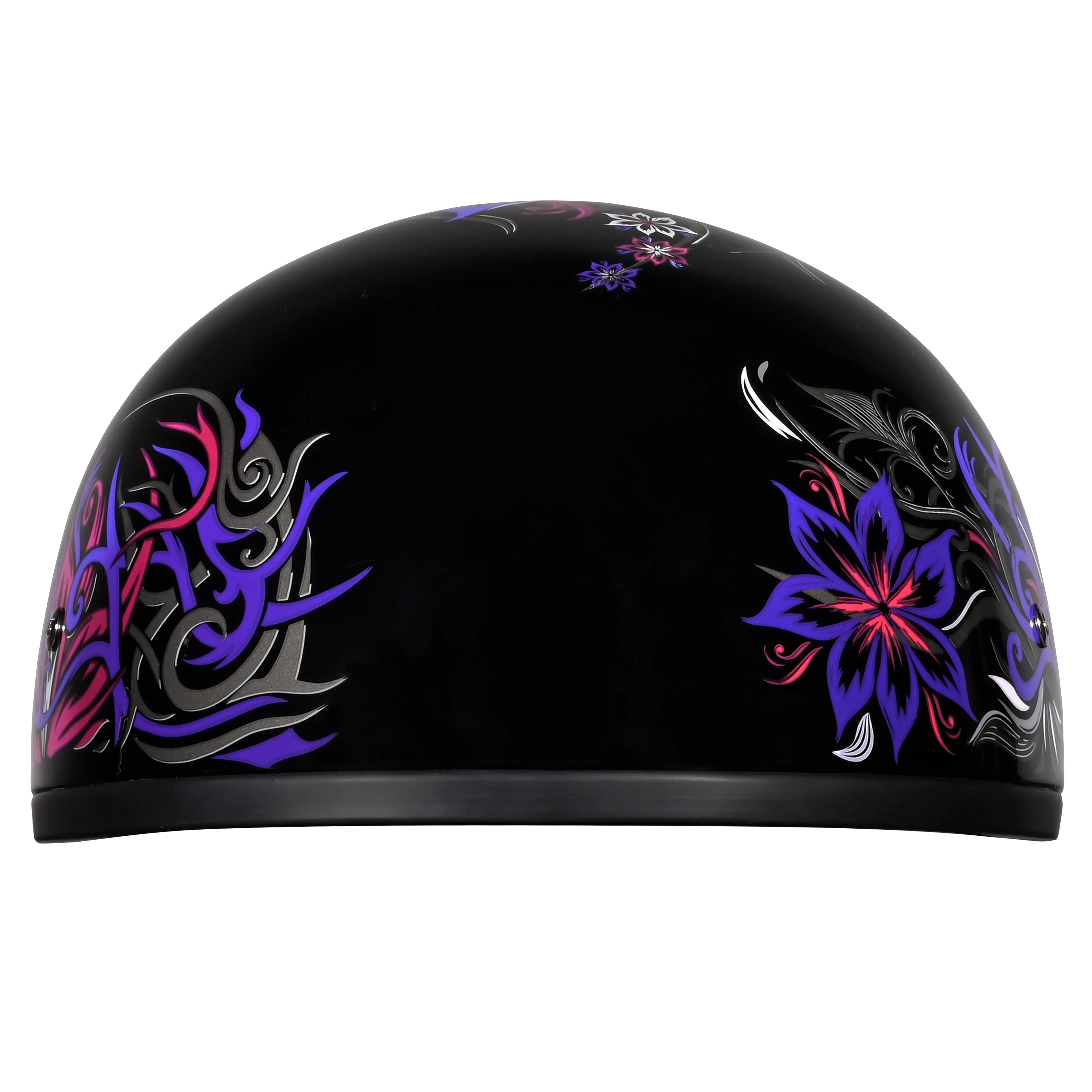 DOT Approved Daytona Motorcycle Half Face Helmet - Skull Cap Graphics for Men & Women, Scooters, ATVs, UTVs & Choppers - W/ Flowers