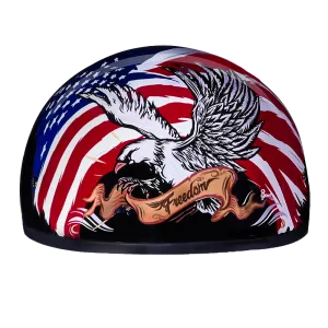 DOT Approved Daytona Motorcycle Half Face Helmet - Skull Cap Graphics for Men & Women, Scooters, ATVs, UTVs & Choppers - W/ Freedom 2.0
