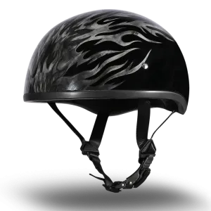 DOT Approved Daytona Motorcycle Half Face Helmet - Skull Cap Graphics for Men & Women, Scooters, ATVs, UTVs & Choppers - W/ Ignite Grey
