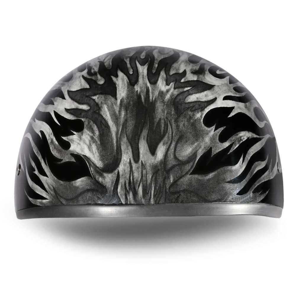 DOT Approved Daytona Motorcycle Half Face Helmet - Skull Cap Graphics for Men & Women, Scooters, ATVs, UTVs & Choppers - W/ Ignite Grey