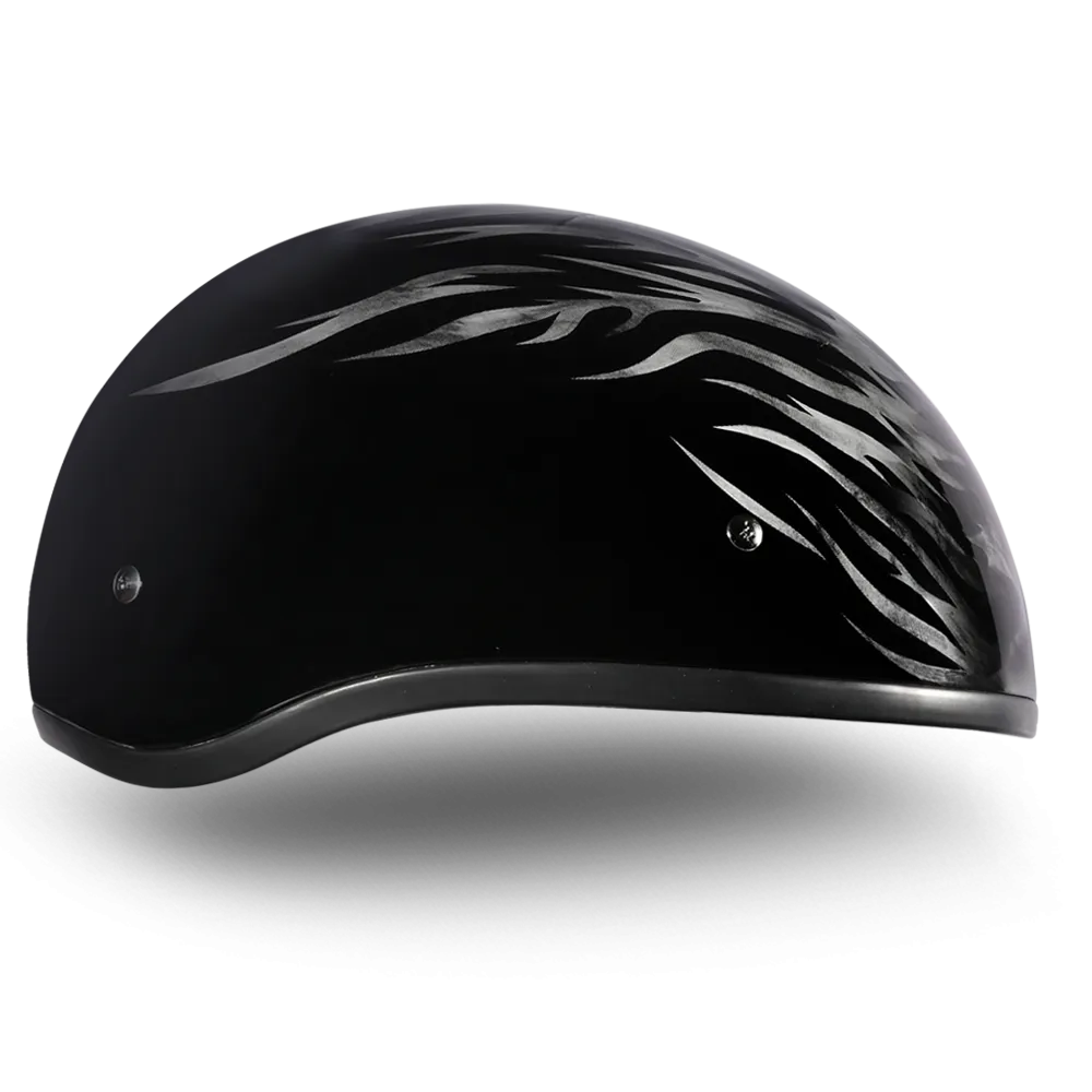 DOT Approved Daytona Motorcycle Half Face Helmet - Skull Cap Graphics for Men & Women, Scooters, ATVs, UTVs & Choppers - W/ Ignite Grey