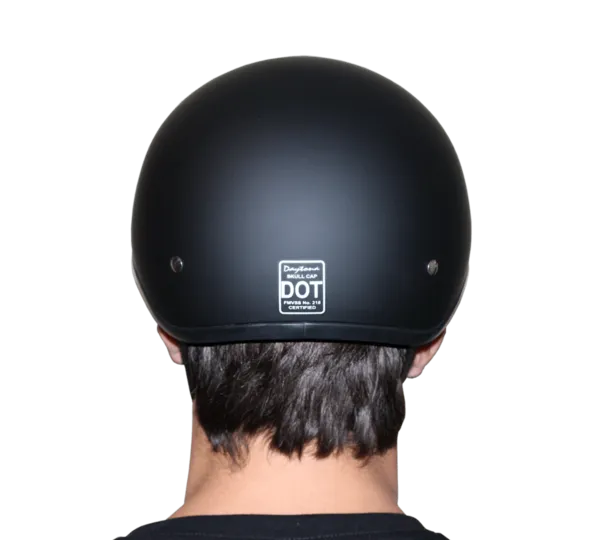 DOT Approved Daytona Motorcycle Half Face Helmet - Skull Cap Graphics for Men & Women, Scooters, ATVs, UTVs & Choppers - W/ Live Fast