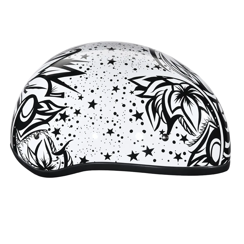 DOT Approved Daytona Motorcycle Half Face Helmet - Skull Cap Graphics for Men & Women, Scooters, ATVs, UTVs & Choppers - W/ Lovesee