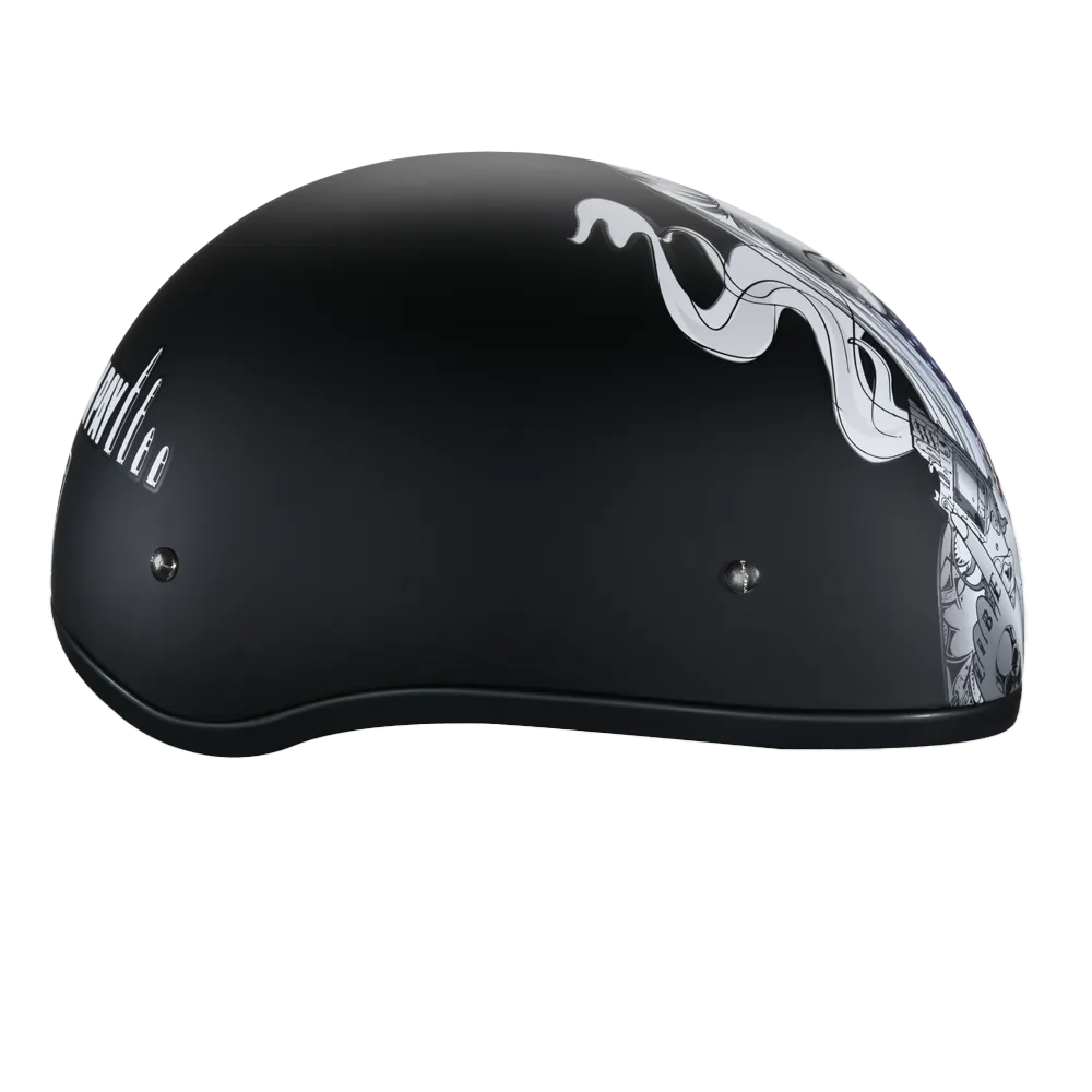 DOT Approved Daytona Motorcycle Half Face Helmet - Skull Cap Graphics for Men & Women, Scooters, ATVs, UTVs & Choppers - W/ Make 'Em Pay