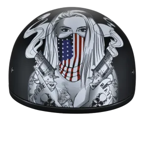 DOT Approved Daytona Motorcycle Half Face Helmet - Skull Cap Graphics for Men & Women, Scooters, ATVs, UTVs & Choppers - W/ Make 'Em Pay
