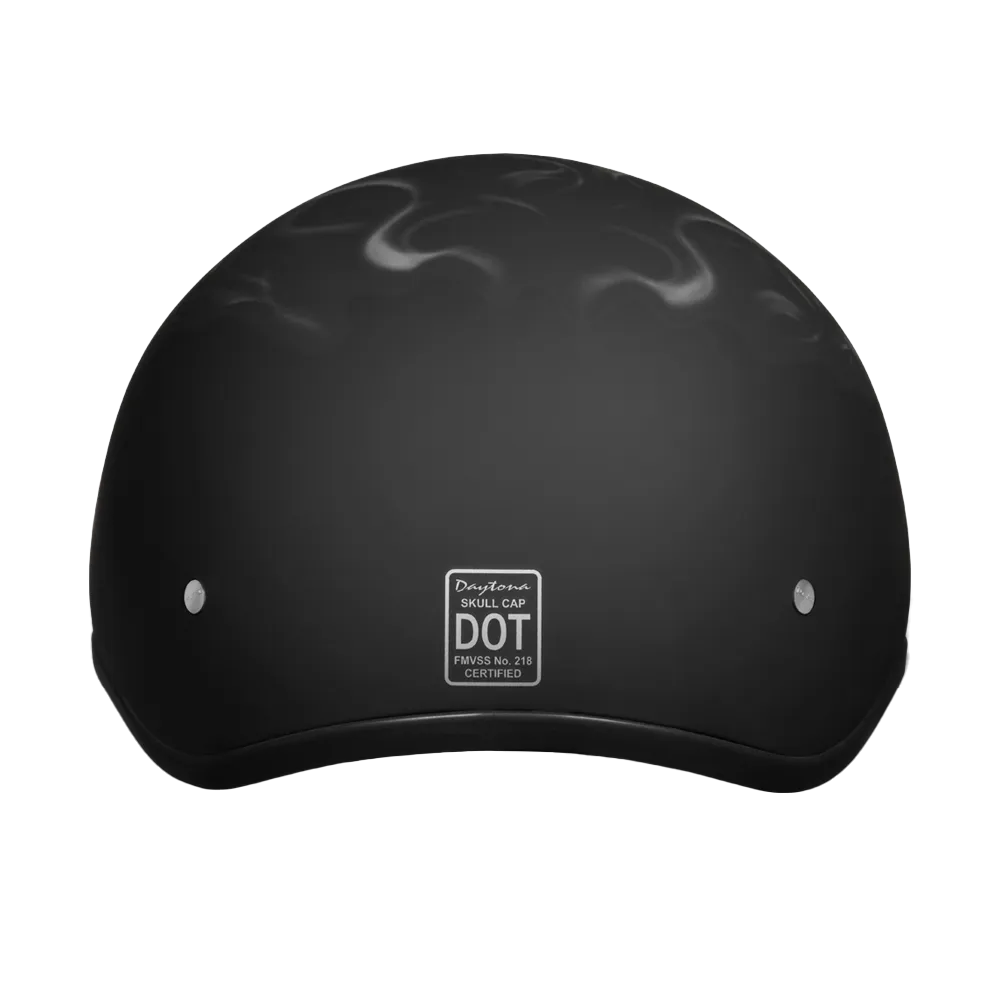 DOT Approved Daytona Motorcycle Half Face Helmet - Skull Cap Graphics for Men & Women, Scooters, ATVs, UTVs & Choppers - W/  Pistons Skull