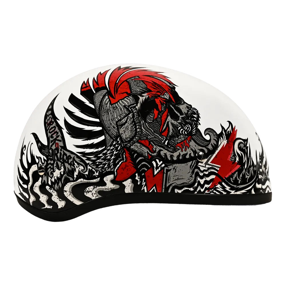 DOT Approved Daytona Motorcycle Half Face Helmet - Skull Cap Graphics for Men & Women, Scooters, ATVs, UTVs & Choppers - W/ Rockin' Reaper