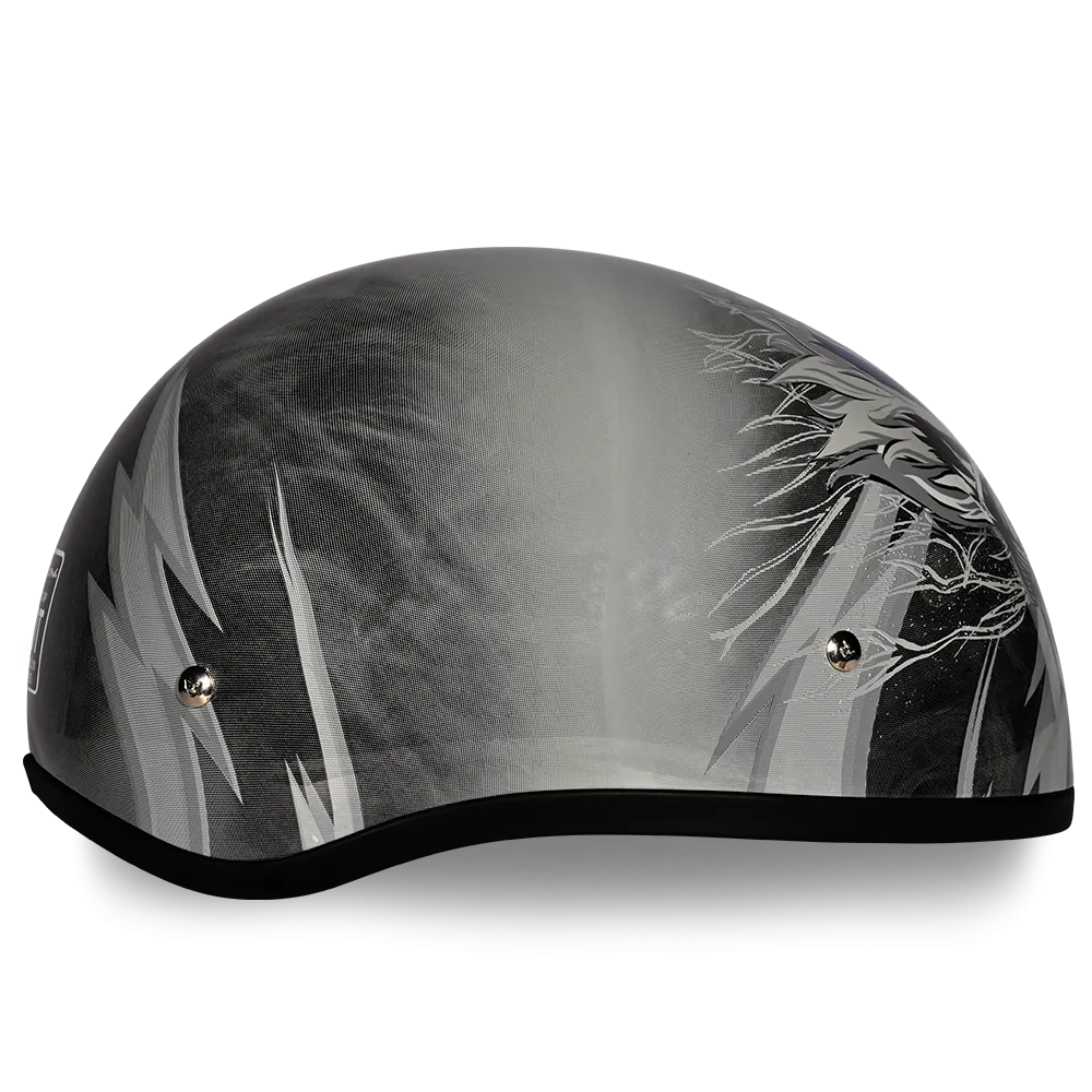 DOT Approved Daytona Motorcycle Half Face Helmet - Skull Cap Graphics for Men & Women, Scooters, ATVs, UTVs & Choppers - W/ Thunder