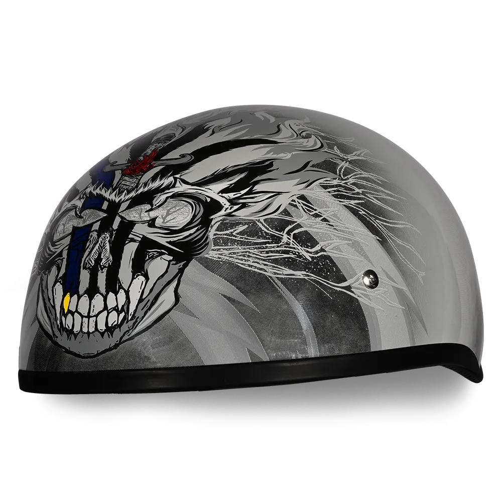 DOT Approved Daytona Motorcycle Half Face Helmet - Skull Cap Graphics for Men & Women, Scooters, ATVs, UTVs & Choppers - W/ Thunder
