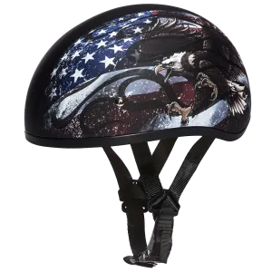 DOT Approved Daytona Motorcycle Half Face Helmet - Skull Cap Graphics for Men & Women, Scooters, ATVs, UTVs & Choppers - W/ USA