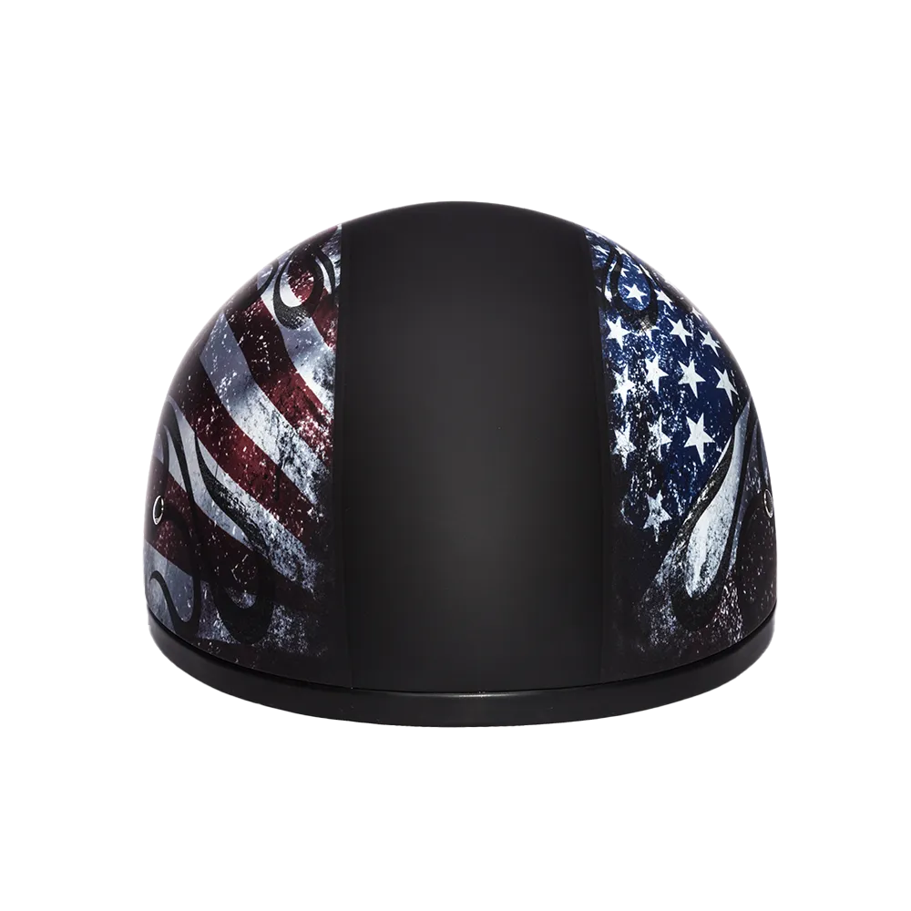 DOT Approved Daytona Motorcycle Half Face Helmet - Skull Cap Graphics for Men & Women, Scooters, ATVs, UTVs & Choppers - W/ USA