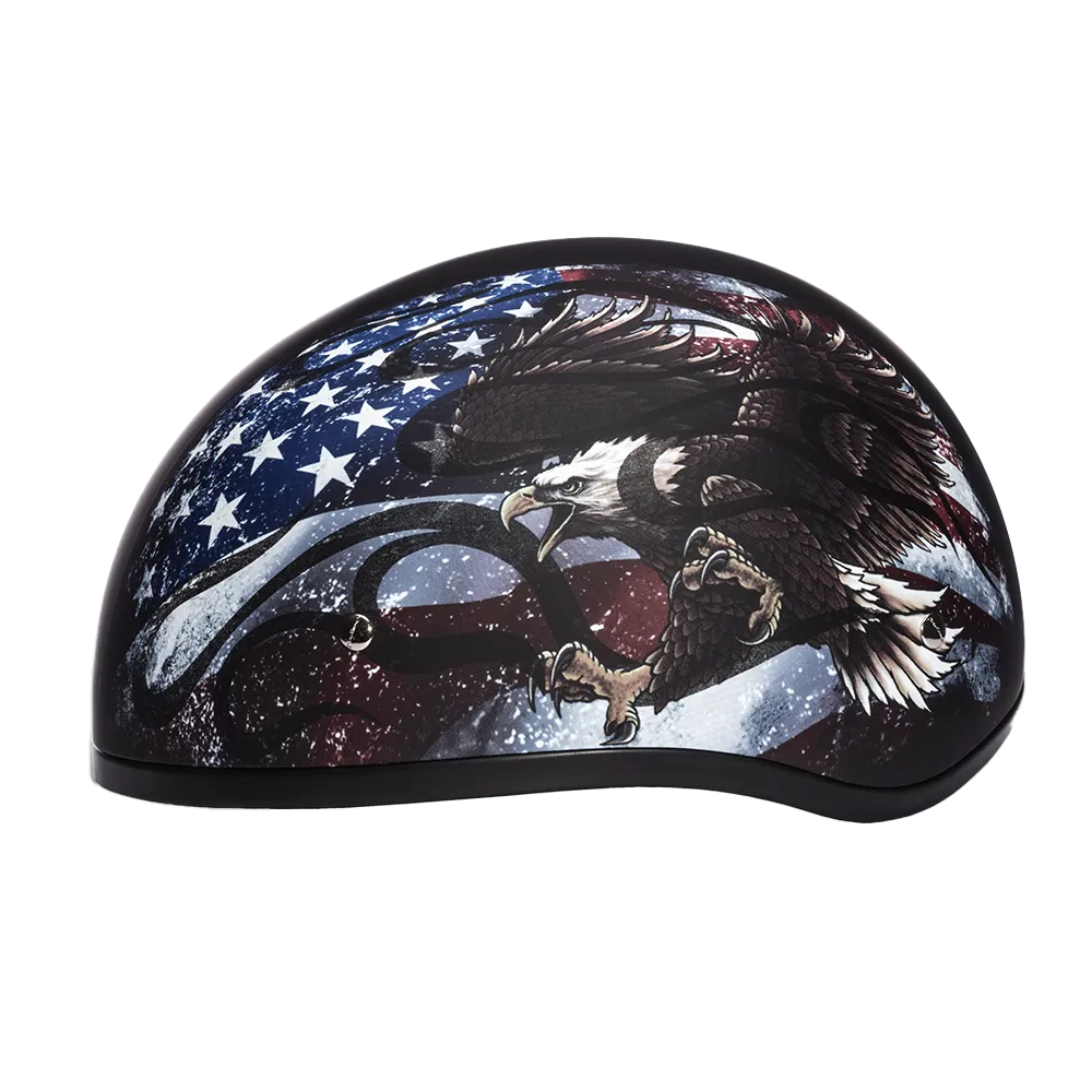DOT Approved Daytona Motorcycle Half Face Helmet - Skull Cap Graphics for Men & Women, Scooters, ATVs, UTVs & Choppers - W/ USA