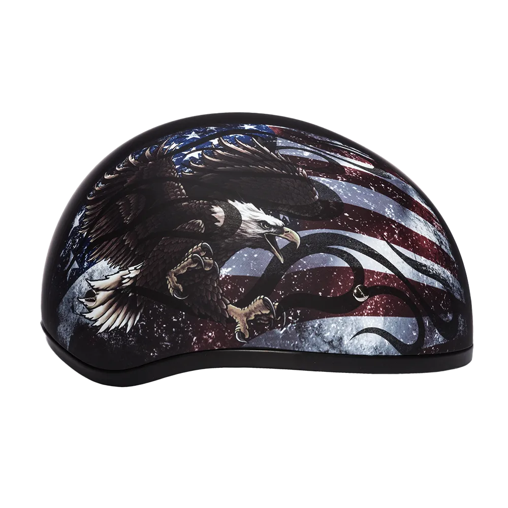DOT Approved Daytona Motorcycle Half Face Helmet - Skull Cap Graphics for Men & Women, Scooters, ATVs, UTVs & Choppers - W/ USA