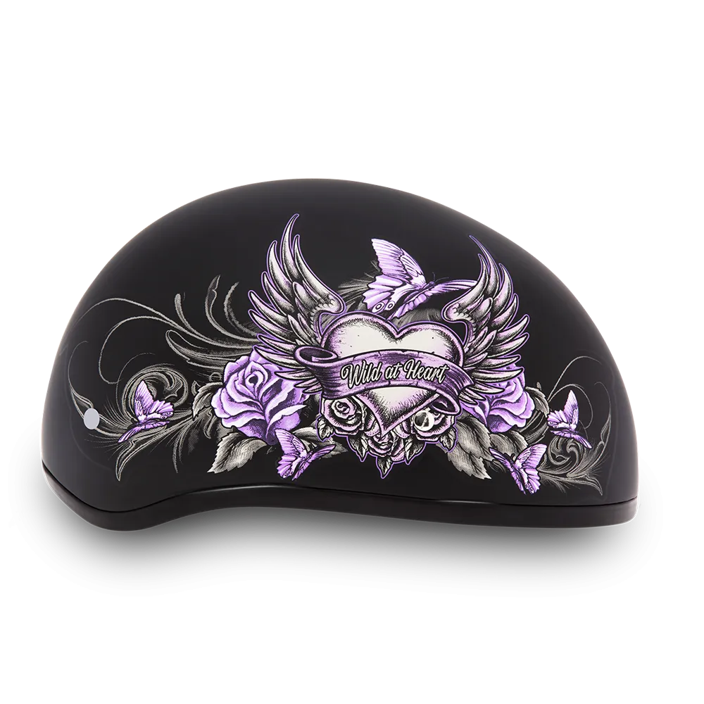 DOT Approved Daytona Motorcycle Half Face Helmet - Skull Cap Graphics for Men & Women, Scooters, ATVs, UTVs & Choppers - W/ Wild At Heart