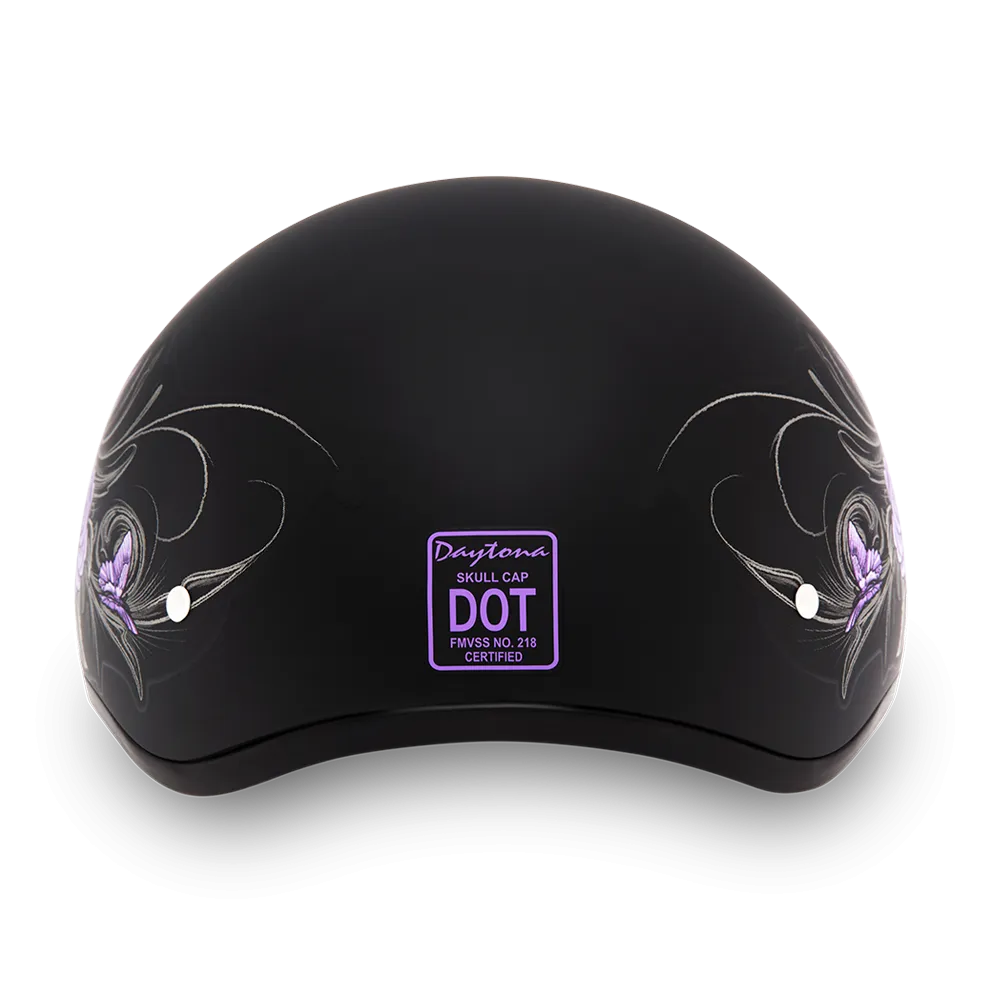 DOT Approved Daytona Motorcycle Half Face Helmet - Skull Cap Graphics for Men & Women, Scooters, ATVs, UTVs & Choppers - W/ Wild At Heart