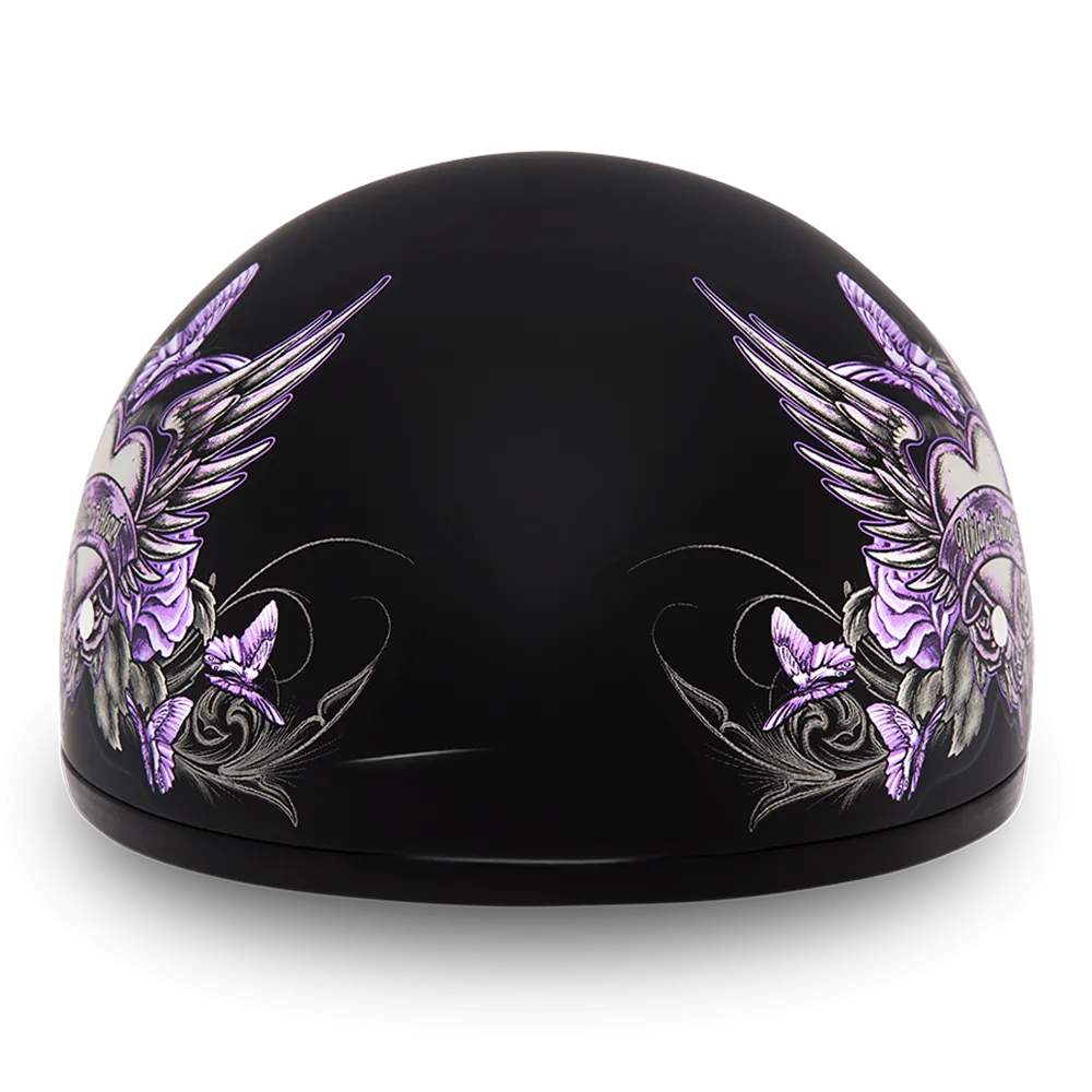 DOT Approved Daytona Motorcycle Half Face Helmet - Skull Cap Graphics for Men & Women, Scooters, ATVs, UTVs & Choppers - W/ Wild At Heart