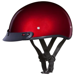DOT Approved Daytona Skull Cap Half Shell Motorcycle Helmet - Beanie Style for Motorcycles, Cruisers, Scooters, and Mopeds - Black Cherry
