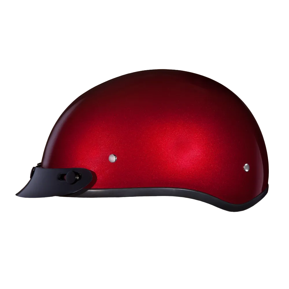 DOT Approved Daytona Skull Cap Half Shell Motorcycle Helmet - Beanie Style for Motorcycles, Cruisers, Scooters, and Mopeds - Black Cherry
