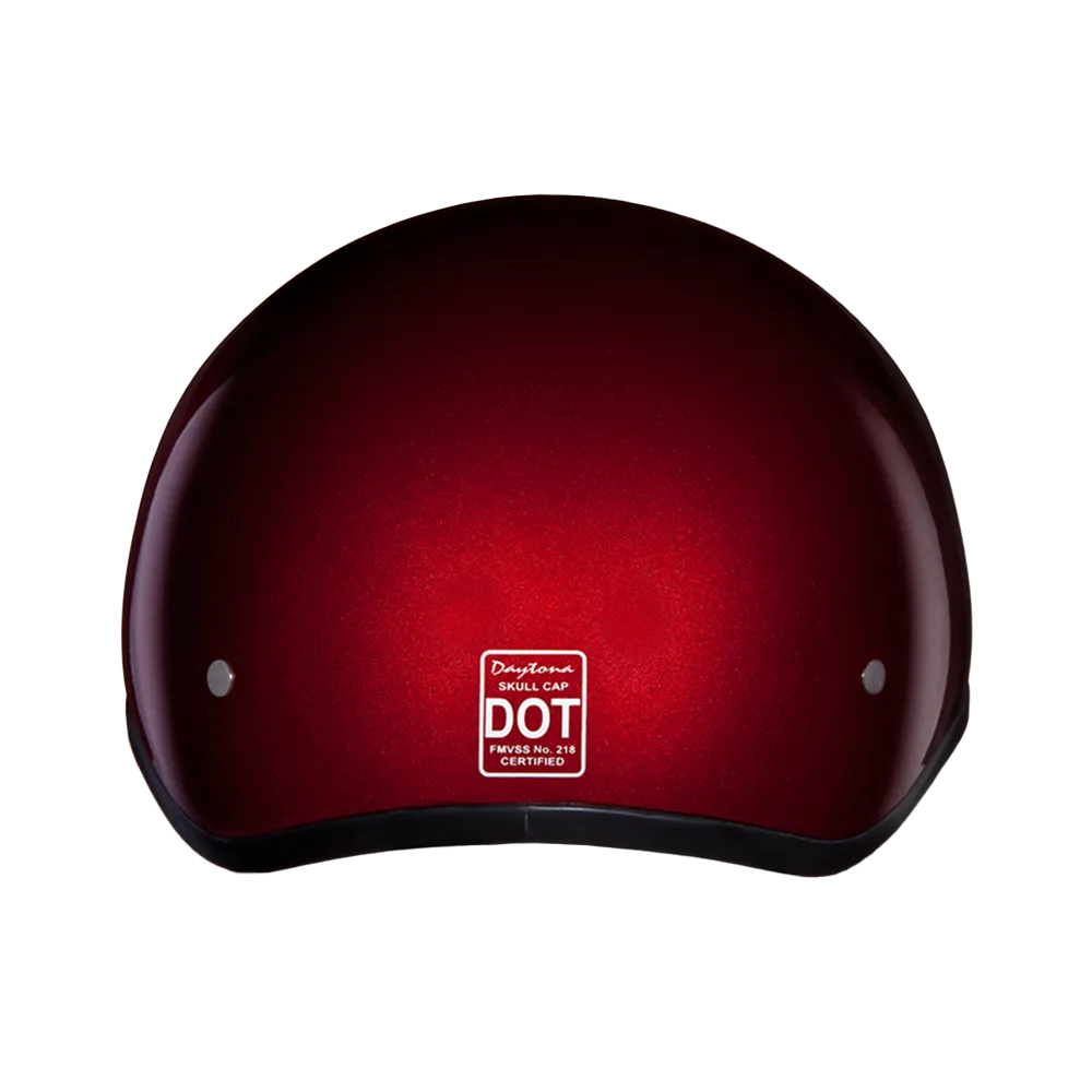 DOT Approved Daytona Skull Cap Half Shell Motorcycle Helmet - Beanie Style for Motorcycles, Cruisers, Scooters, and Mopeds - Black Cherry