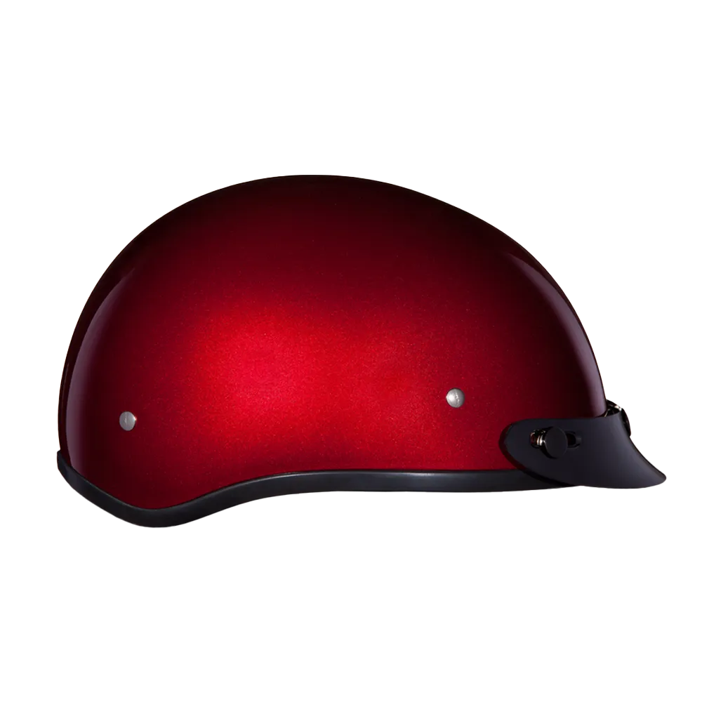 DOT Approved Daytona Skull Cap Half Shell Motorcycle Helmet - Beanie Style for Motorcycles, Cruisers, Scooters, and Mopeds - Black Cherry