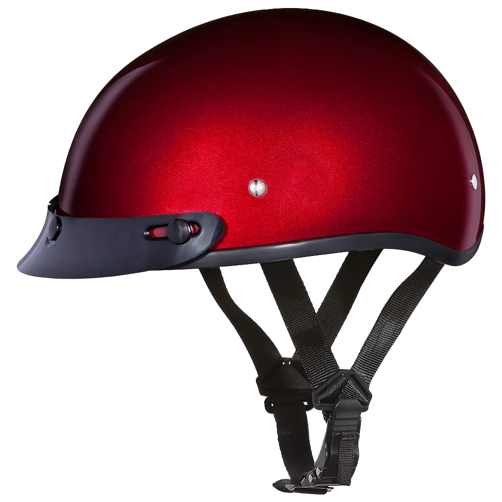 DOT Approved Daytona Skull Cap Half Shell Motorcycle Helmet - Beanie Style for Motorcycles, Cruisers, Scooters, and Mopeds - Black Cherry