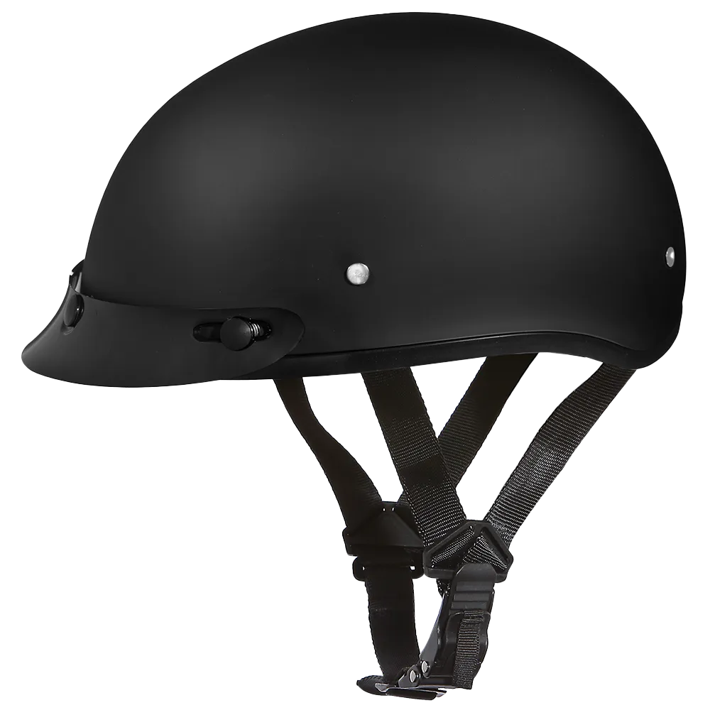 DOT Approved Daytona Skull Cap Half Shell Motorcycle Helmet - Beanie Style for Motorcycles, Cruisers, Scooters, and Mopeds - Dull Black