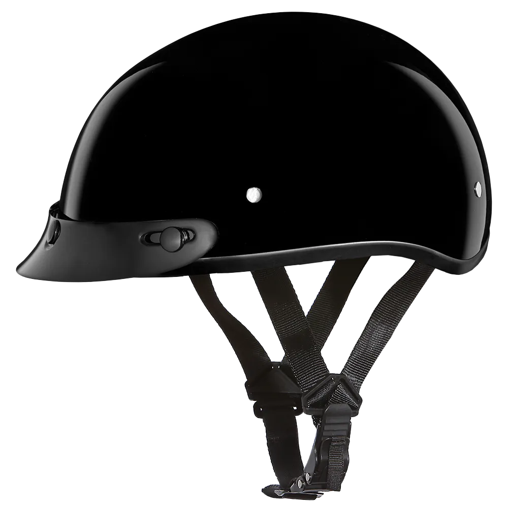 DOT Approved Daytona Skull Cap Half Shell Motorcycle Helmet - Beanie Style for Motorcycles, Cruisers, Scooters, and Mopeds - Hi-Gloss Black