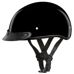 DOT Approved Daytona Skull Cap Half Shell Motorcycle Helmet - Beanie Style for Motorcycles, Cruisers, Scooters, and Mopeds - Hi-Gloss Black