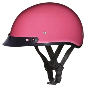 DOT Approved Daytona Skull Cap Half Shell Motorcycle Helmet - Beanie Style for Motorcycles, Cruisers, Scooters, and Mopeds - Hi-Gloss Pink