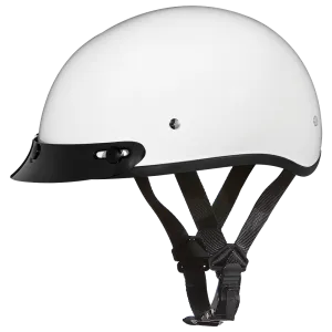 DOT Approved Daytona Skull Cap Half Shell Motorcycle Helmet - Beanie Style for Motorcycles, Cruisers, Scooters, and Mopeds - Hi-Gloss White