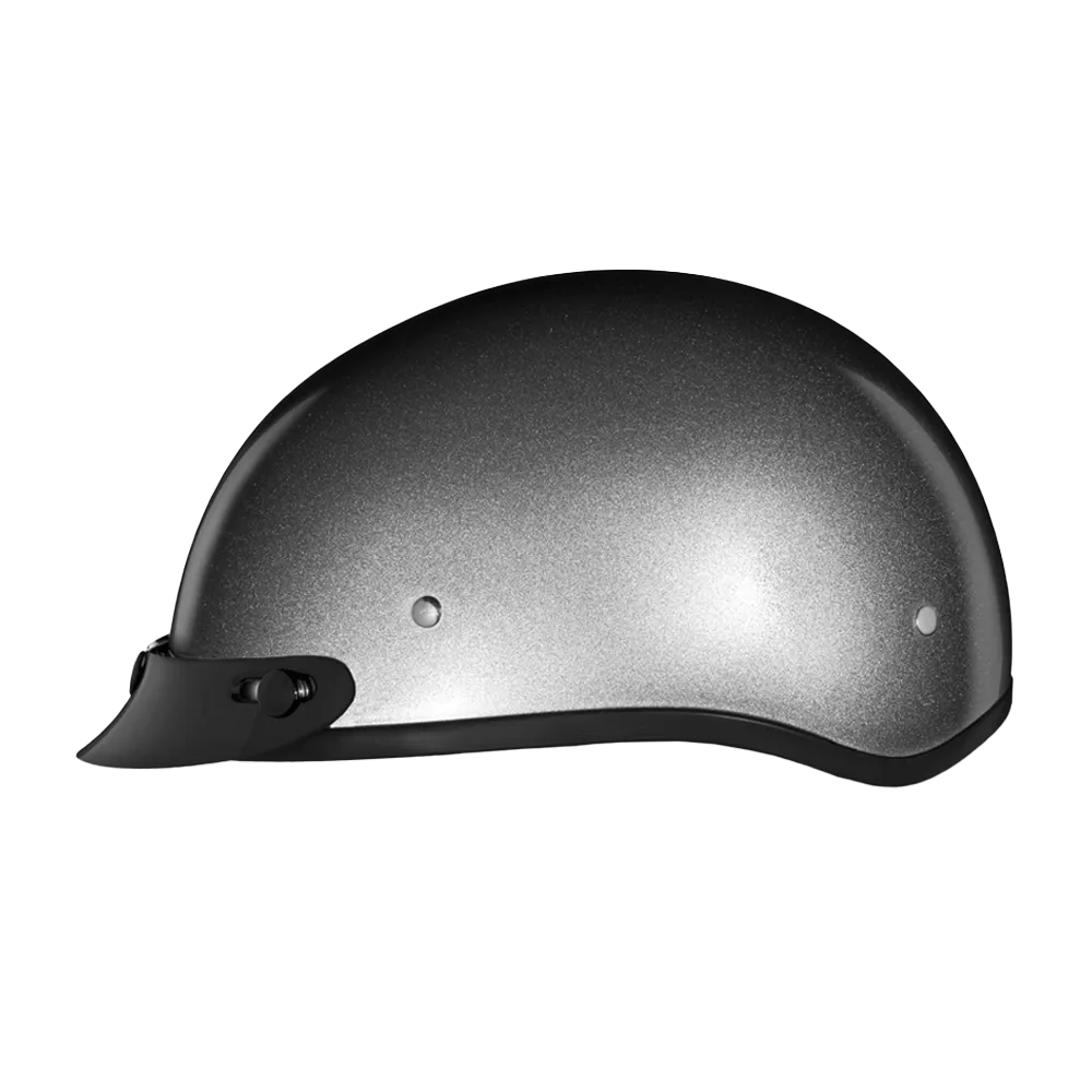 DOT Approved Daytona Skull Cap Half Shell Motorcycle Helmet - Beanie Style for Motorcycles, Cruisers, Scooters, and Mopeds - Silver Metallic
