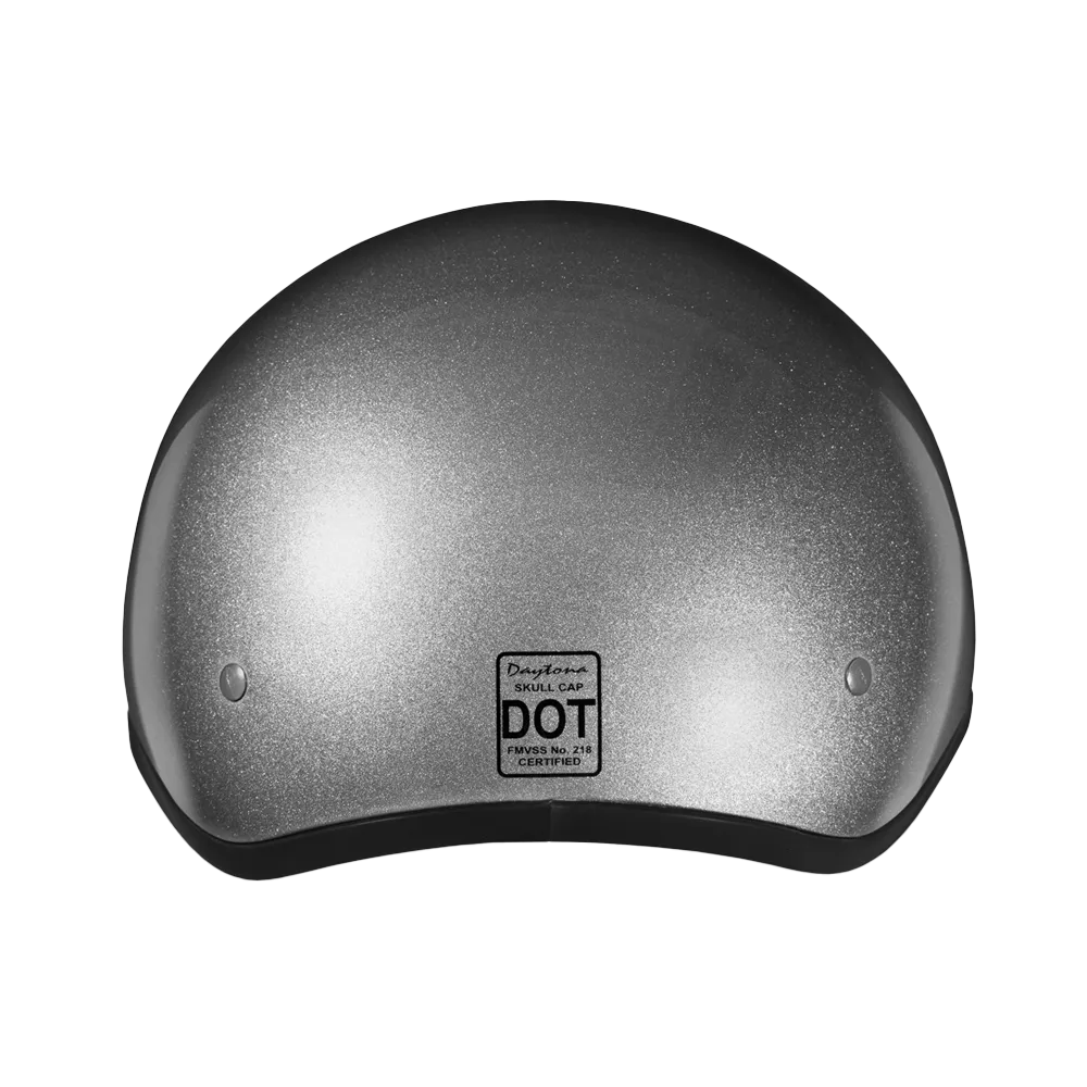 DOT Approved Daytona Skull Cap Half Shell Motorcycle Helmet - Beanie Style for Motorcycles, Cruisers, Scooters, and Mopeds - Silver Metallic