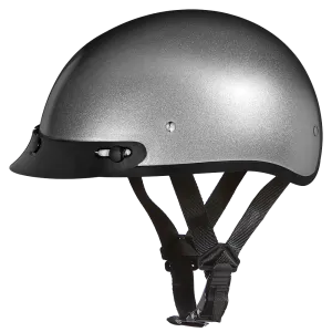 DOT Approved Daytona Skull Cap Half Shell Motorcycle Helmet - Beanie Style for Motorcycles, Cruisers, Scooters, and Mopeds - Silver Metallic