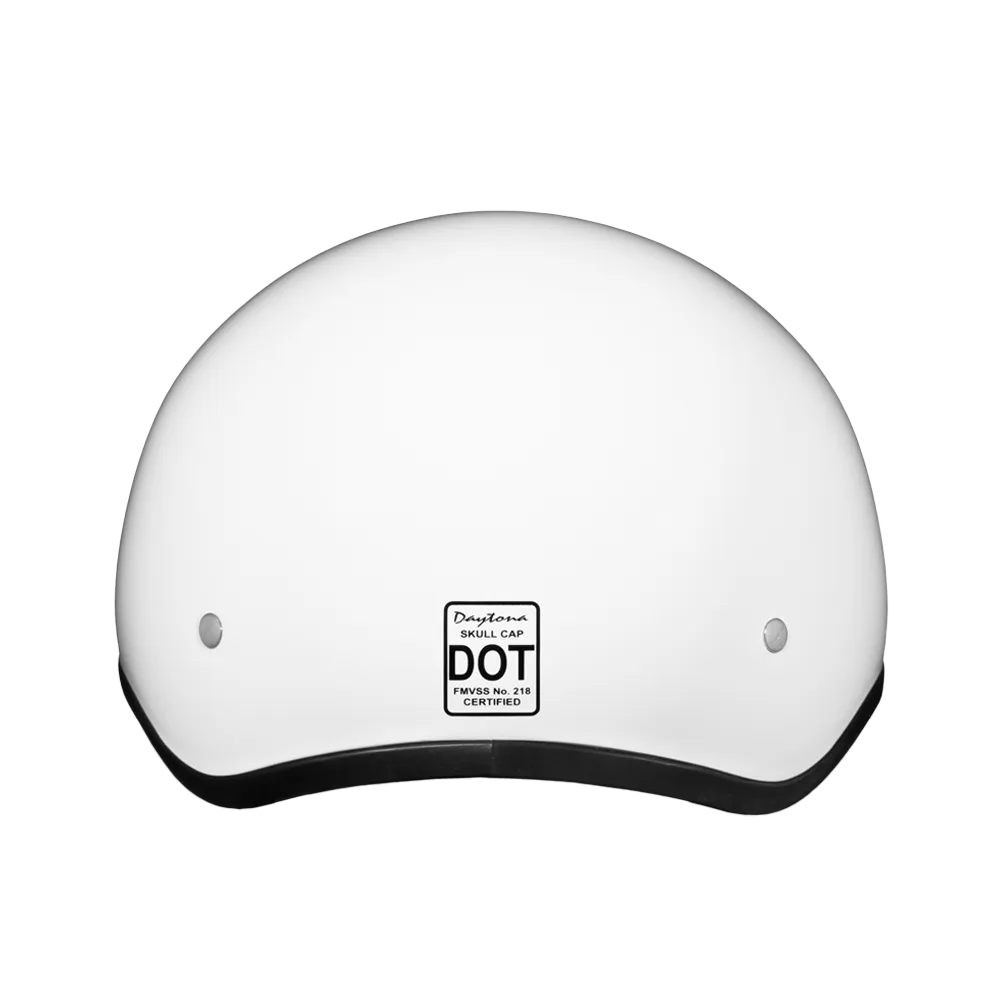 DOT Approved Daytona Skull Cap Half Shell Motorcycle Helmet - Beanie Style for Motorcycles, Cruisers, Scooters, and Mopeds W/O Visor- Hi-Gloss White
