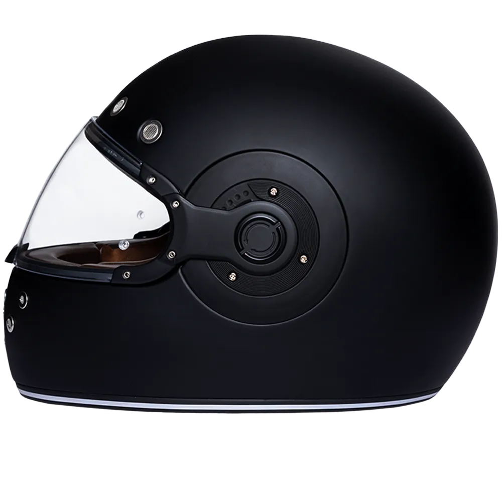 DOT Daytona Retro Full Face Motorcycle Helmet: Vintage Style for Men, Women, & Youth - Dull Black W/ Dull Black Accents