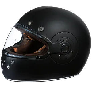 DOT Daytona Retro Full Face Motorcycle Helmet: Vintage Style for Men, Women, & Youth - Dull Black W/ Dull Black Accents