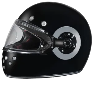 DOT Daytona Retro Full Face Motorcycle Helmet: Vintage Style for Men, Women, & Youth - Hi-Gloss Black w/ Chrome Accents