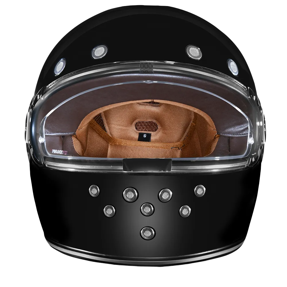 DOT Daytona Retro Full Face Motorcycle Helmet: Vintage Style for Men, Women, & Youth - Hi-Gloss Black w/ Chrome Accents