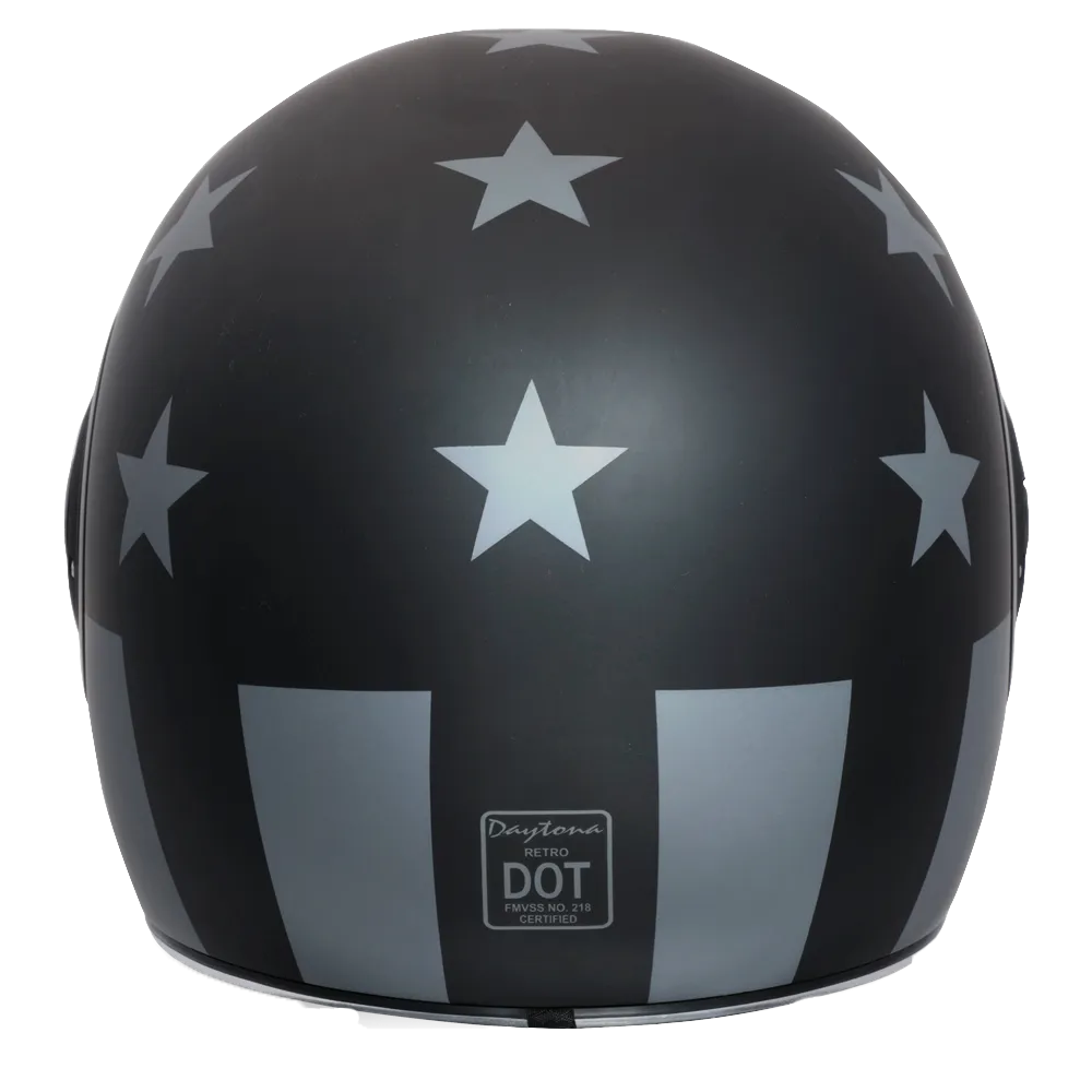 DOT Daytona Retro Full Face Motorcycle Helmet: Vintage Style for Men, Women, & Youth - W/ Captain America Stealth