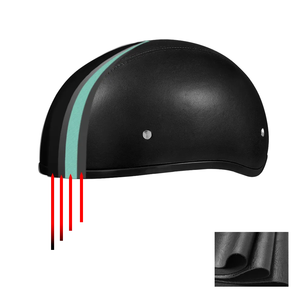 D.O.T. Daytona Skull Cap- Leather Covered