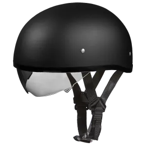 D.O.T. Daytona Skull Cap W/ Inner Shield- Dull Black