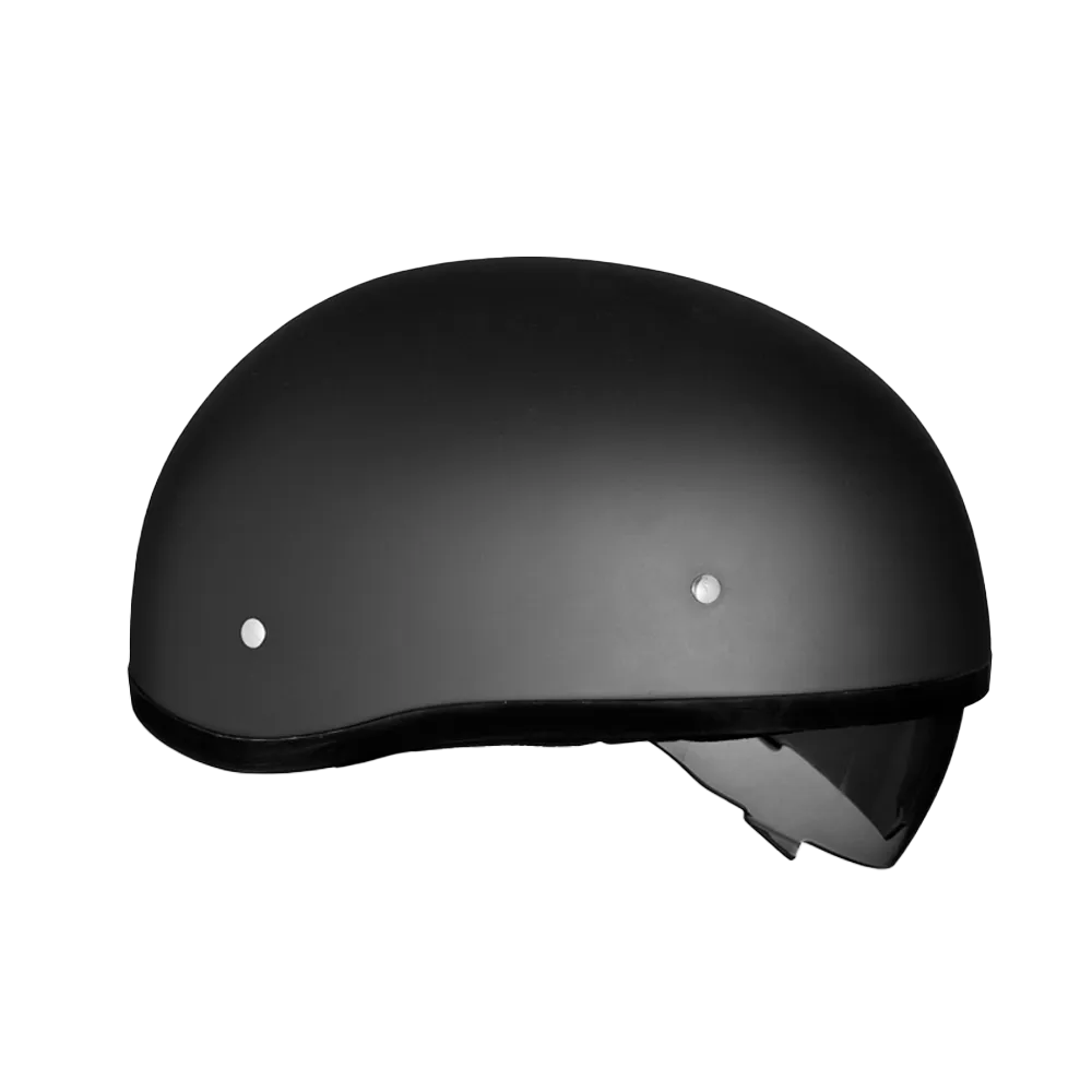 D.O.T. Daytona Skull Cap W/ Inner Shield- Dull Black