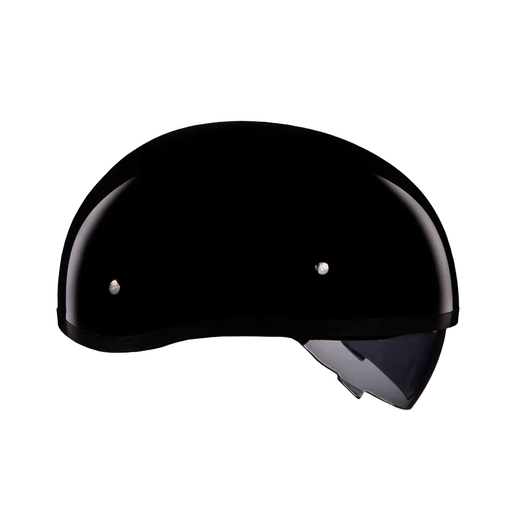 D.O.T. Daytona Skull Cap W/ Inner Shield- Hi-Gloss Black