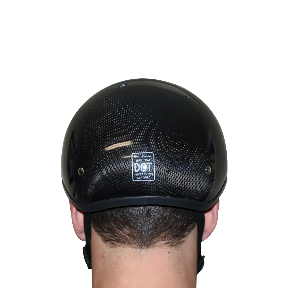 D.O.T. Daytona Skull Cap W/O Visor- Grey Carbon Fiber
