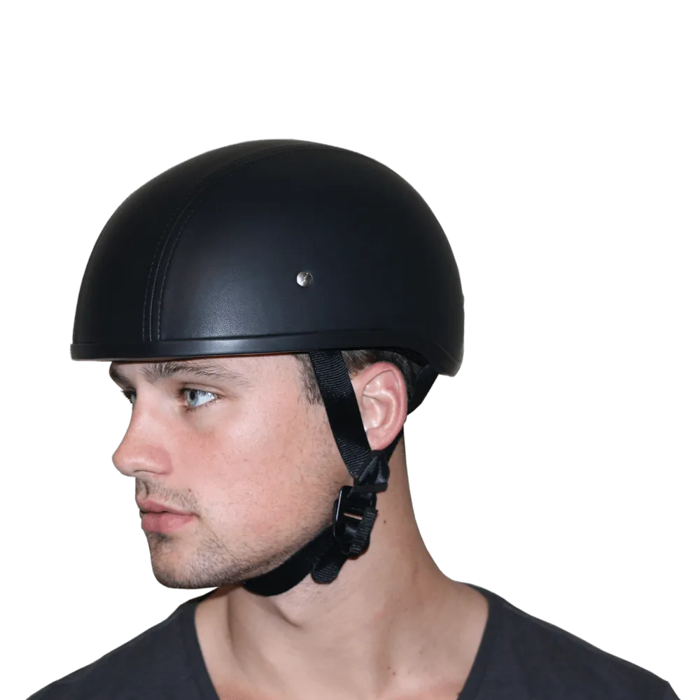 D.O.T. Daytona Skull Cap W/O Visor- Leather Covered