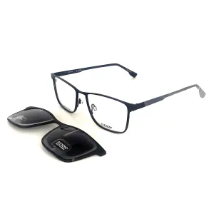Flexon Men's Eyeglasses - Navy Full Rim Square Frame Clear Lens | FLX1001MAG-SET 412