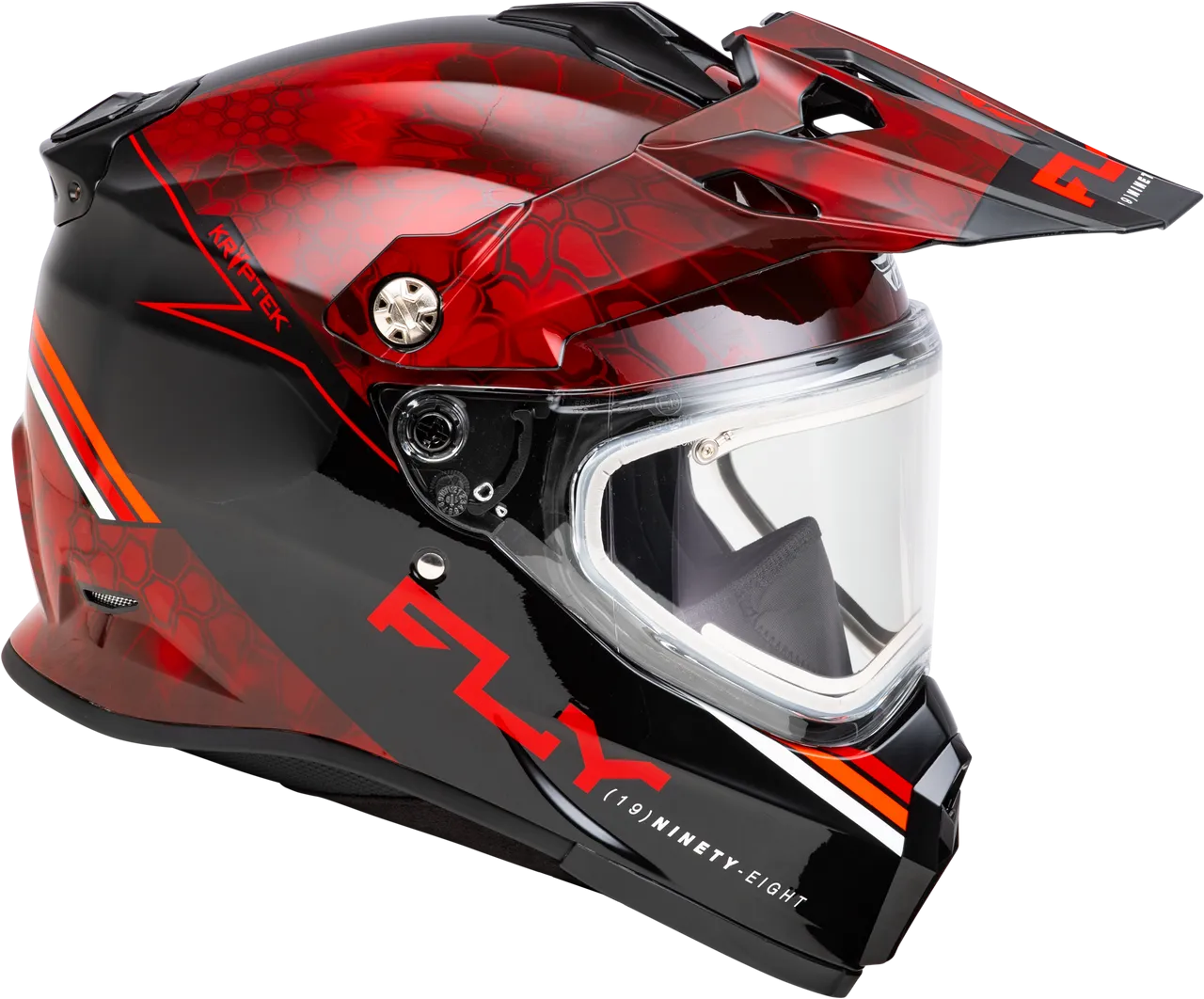 Fly Racing Trekker Conceal Snow Helmet Red Electric Shield