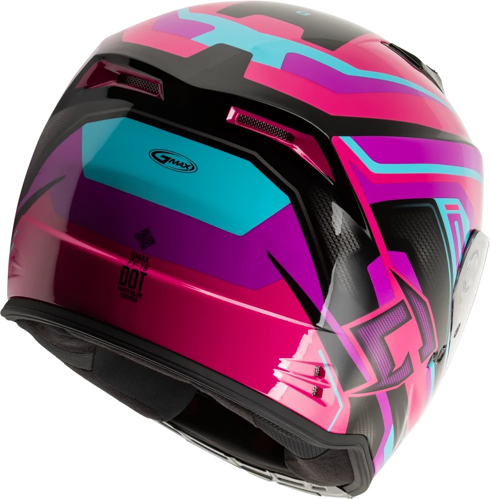 Gmax FF-18 Full Face Bluetooth Helmet Drift Graphic Pink/Blue/Black