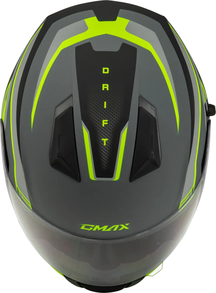 Gmax FF-18 Full Face Helmet Drift Graphic Grey/Hi-Vis