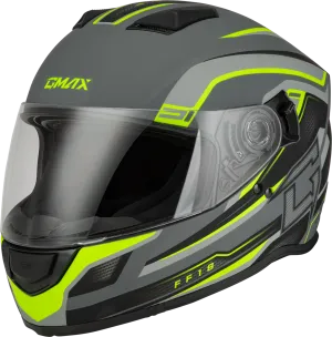 Gmax FF-18 Full Face Helmet Drift Graphic Grey/Hi-Vis